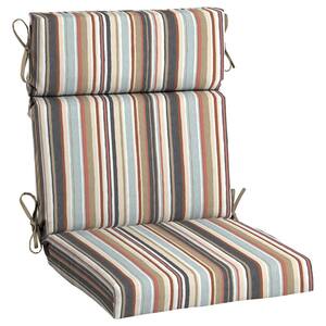 21.5 in. x 24 in. Outdoor High Back Dining Chair Cushion in Russet Stripe