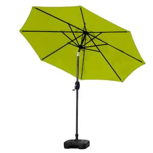 9 ft. Tilt and Crank Patio Table Umbrella With Square Base in Lime Green