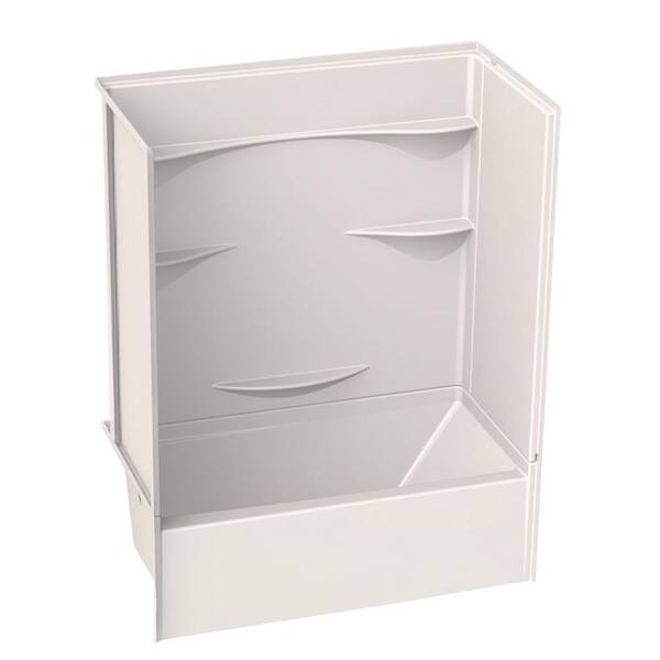 Aquatic 30 in. x 60 in. x 76 in. Bath and Shower Kit with Left-Hand Drain in White