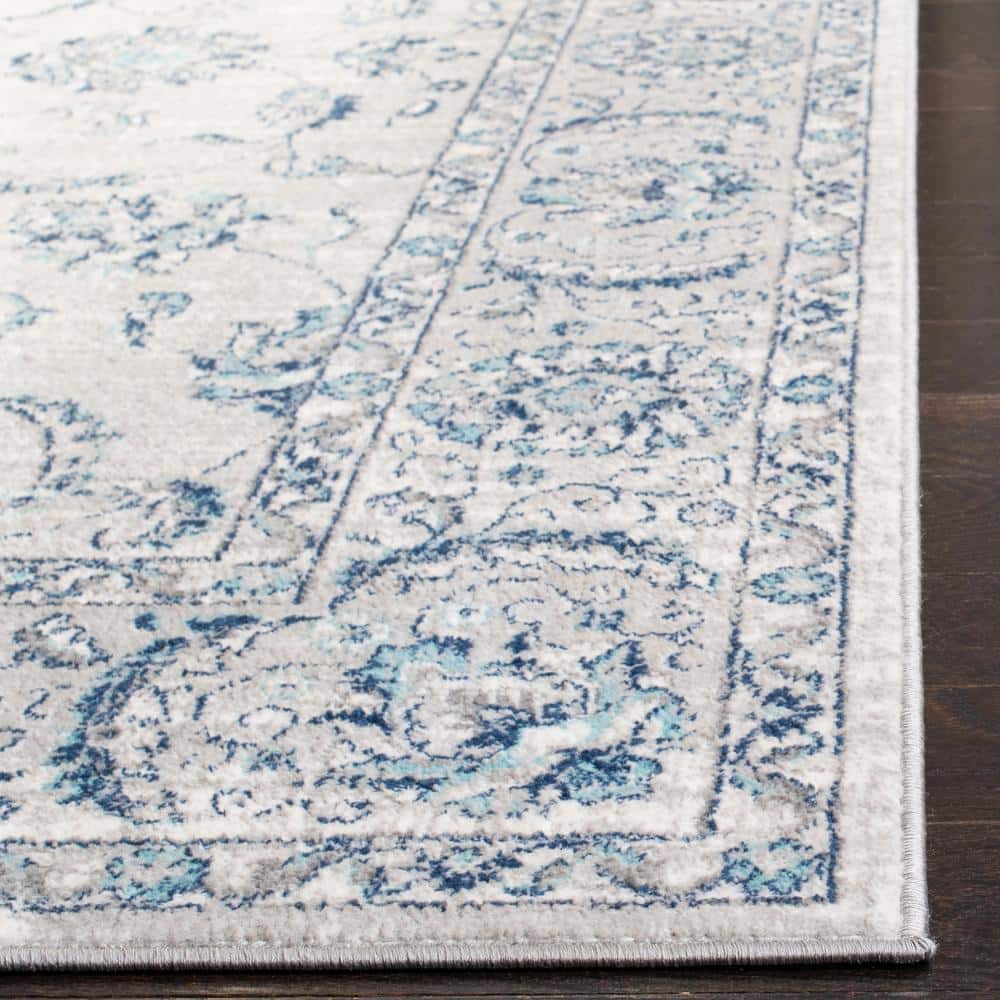 Elegant Brentwood 2' x 8' Runner Rug in Light Grey and Blue
