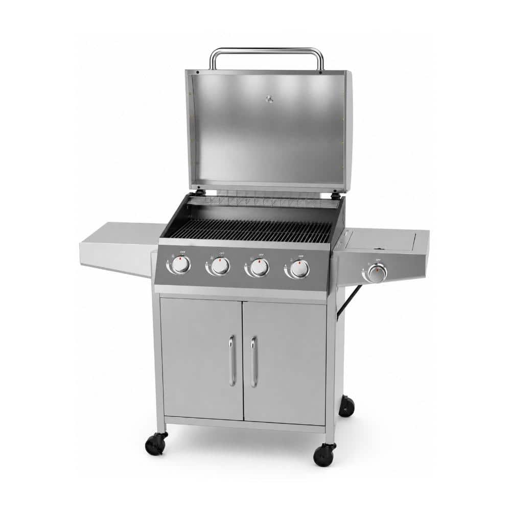 50,000 BTU 5-Burner Propane Gas Grill with Side Burner, Prep Tables and Cabinet, Silver price history on PriceWatchPro