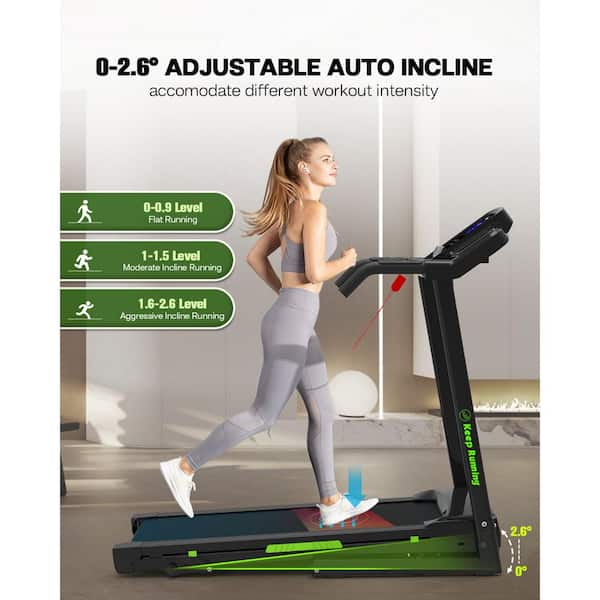Tidoin 1.5 HP Black Steel Foldable Electric Treadmill with Safety Key, LCD  Display, Pad/Phone Holder and Remote Control FYC-YDW9-380 - The Home Depot