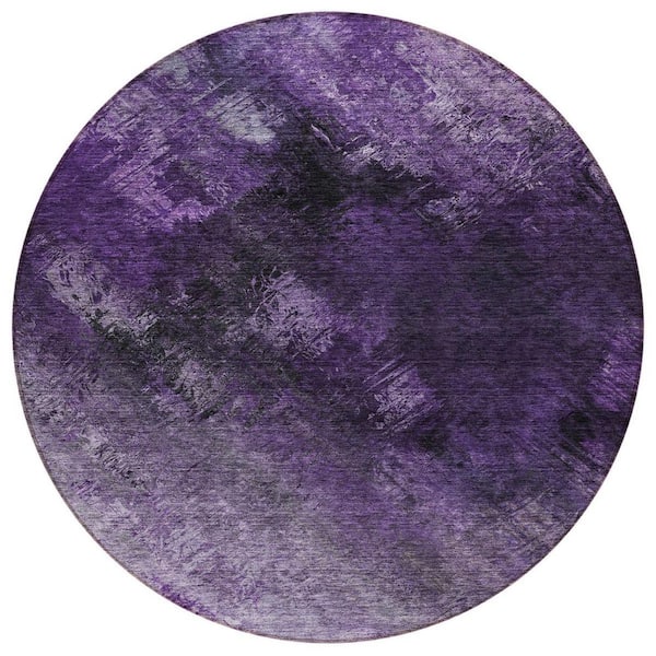 Purple, Eggplant, Lavender 8 ft.  RoundWoven Abstract Polyester Round Indoor / Outdoor Area Rug