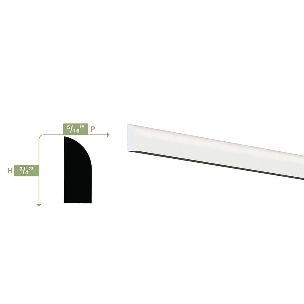 White PVC Shoe Moulding 3/4" x 3/8" x 96"