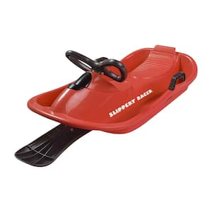 Downhill Derby Red Kids Toddler Steerable Plastic Snow Sled
