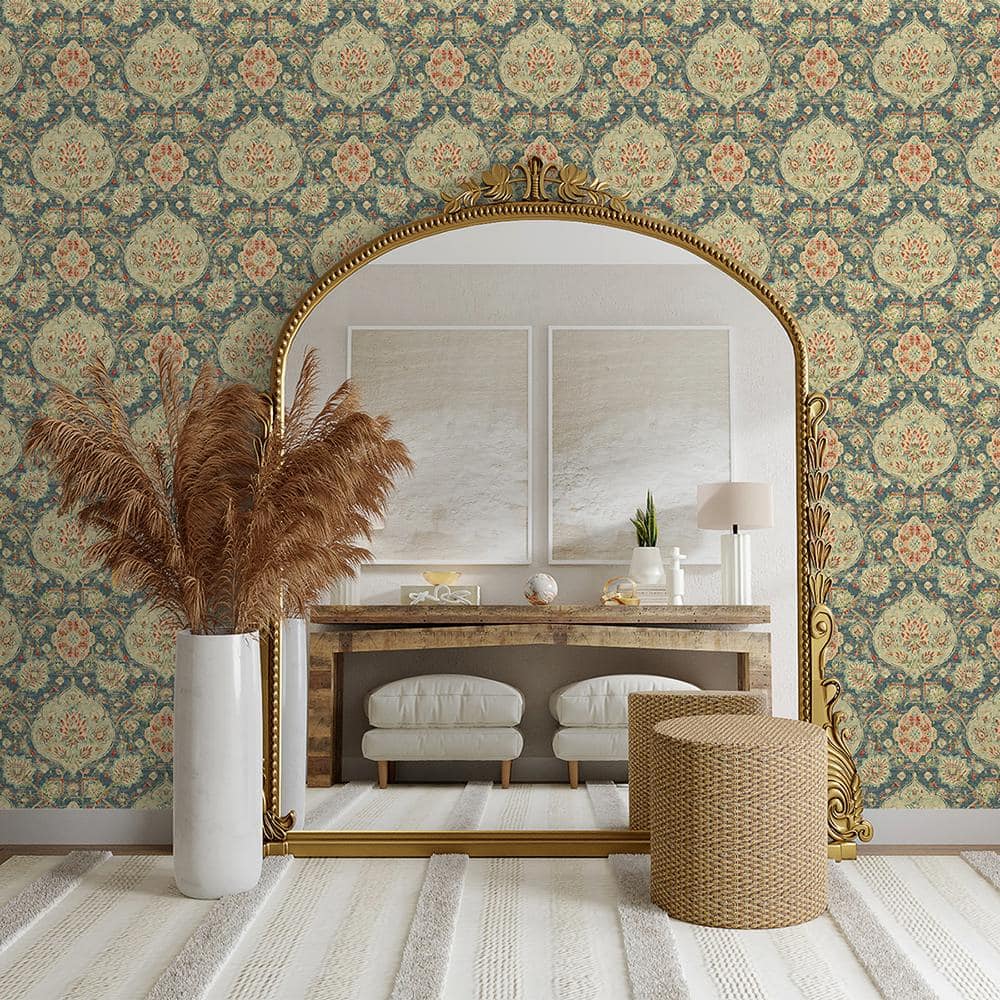Caspian Celestial Blue Damask Peel and Stick Wallpaper