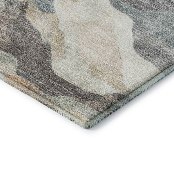 Mayfield Premium Machine Washable Abstract AMF2162 Khaki 3 ft. x 5 ft. Area Rug