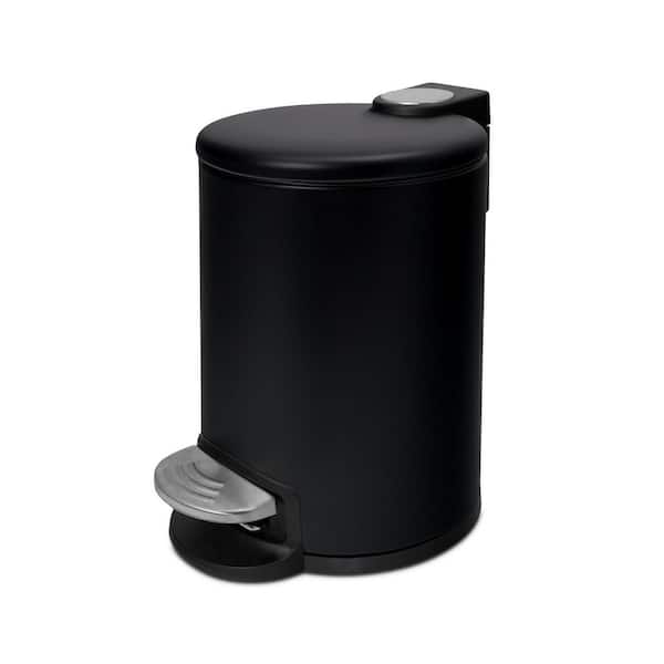 ACENTO Small Round 3L/0.65 gal. Pedal Trash Bin with Soft Close Lid in Matte Black