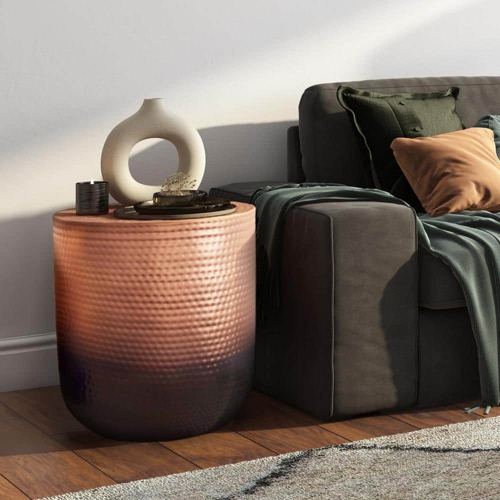 Nova 19" Copper Ombre Round Metal Side Table