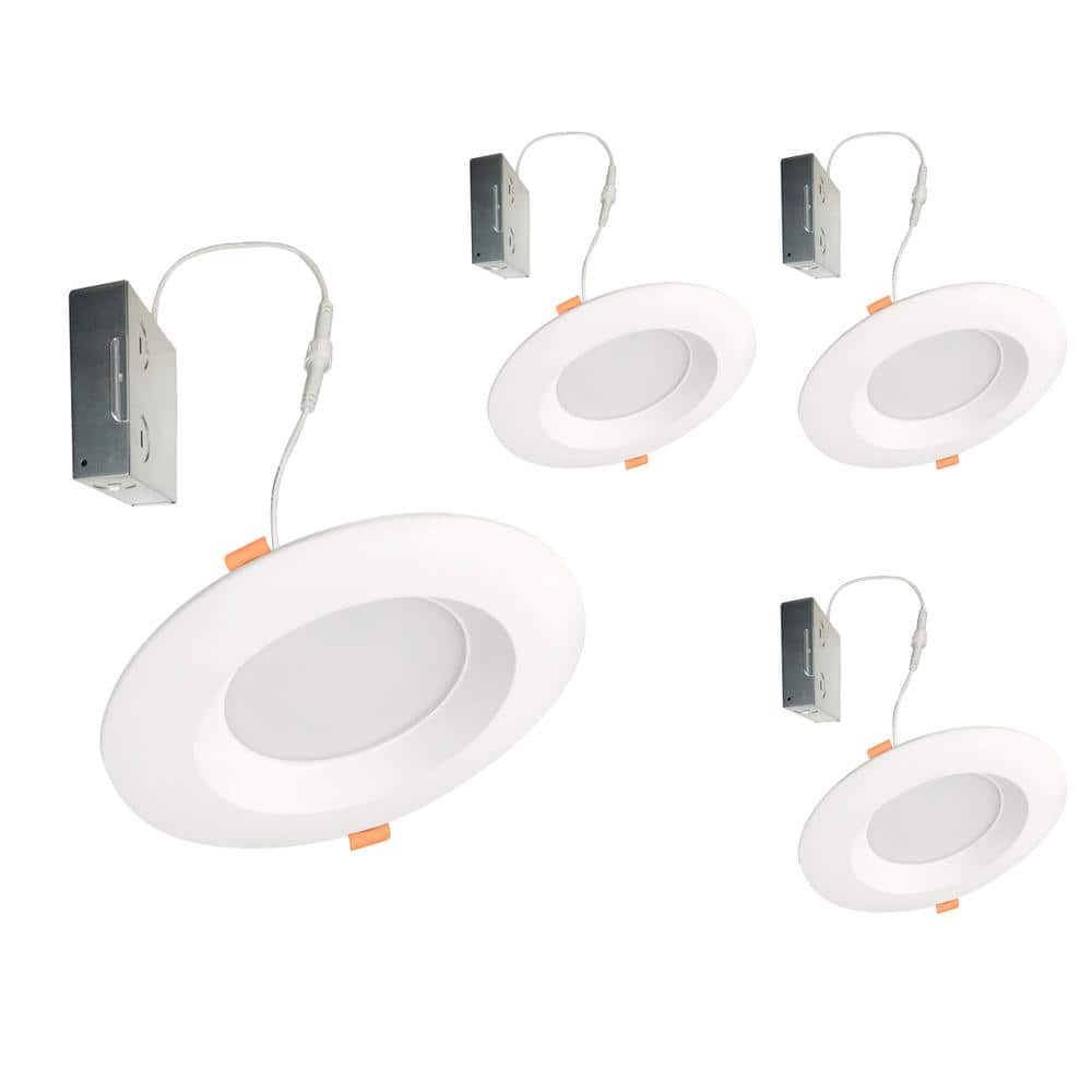 Bulbrite 4 in. Canless, 5CCT, 75-Watt Equivalent, New Construction Integrated LED Recessed Light Kit with Metal JBOX(4-Pack ) -  862655