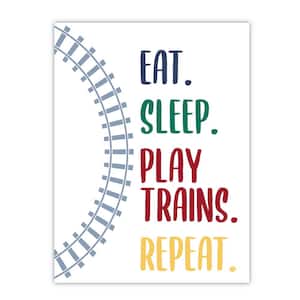 Eat Sleep Trains II Gallery-Wrapped Canvas Wall Art Unframed Abstract Art Print 24 in. x 20 in.