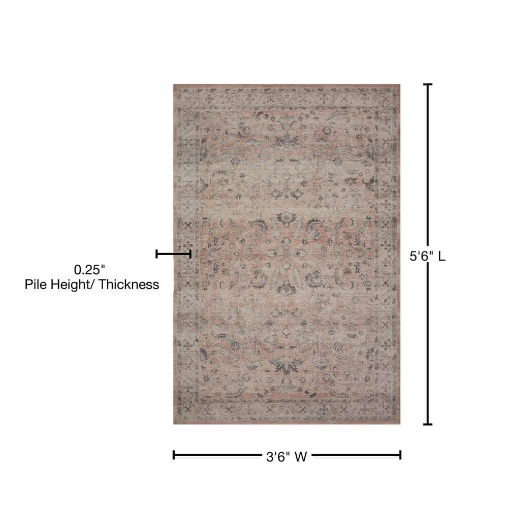 Ivory and Blush Oriental Synthetic 4' x 6' Reversible Rug