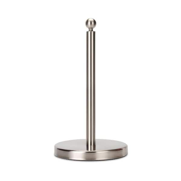 Countertop Mount Brushed Nickel Paper Towel Holder Stainless Steel Weighted Base Anti-Scratch Stable Stand