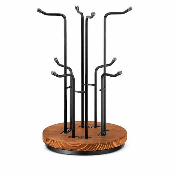 360° Rotating Mug Tree for Large Cups, Counter Coffee Mug Holder with 8 Hooks for Countertop, Black