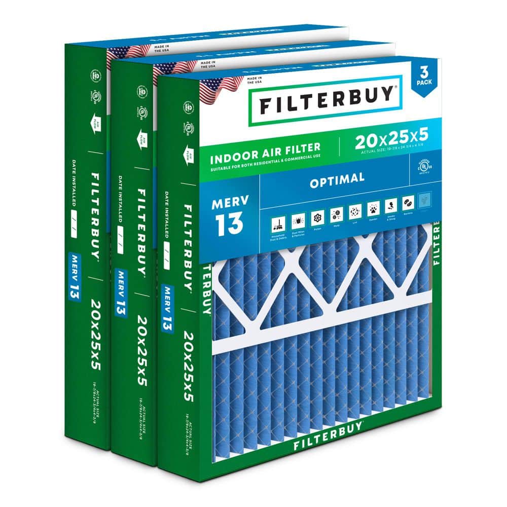 20 in. x 25 in. x 5 in. MERV 13 (FPR 10) Health Defense Pleated HVAC AC Furnace Air Filters for Honeywell (3-Pack) price history on PriceWatchPro