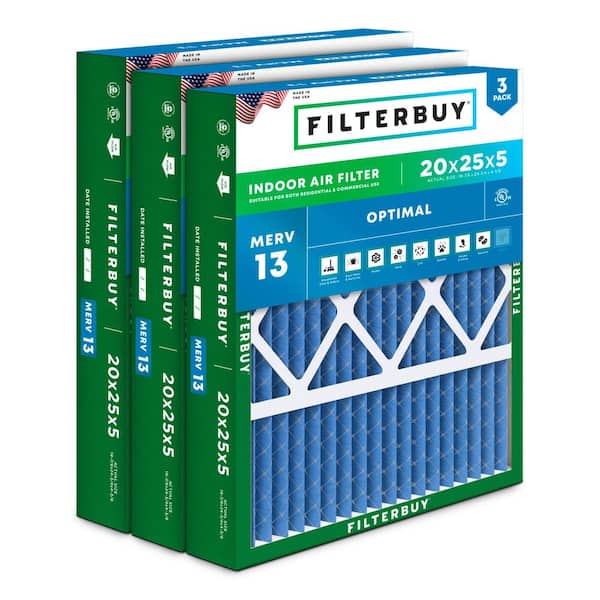 20 in. x 25 in. x 5 in. MERV 13 (FPR 10) Health Defense Pleated HVAC AC Furnace Air Filters for Honeywell (3-Pack)