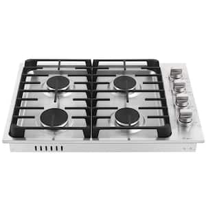 30 in. Built-In Gas Cooktop in Stainless Steel with 4 Burners Gas Stove Including Power Burners and Side Control Knobs
