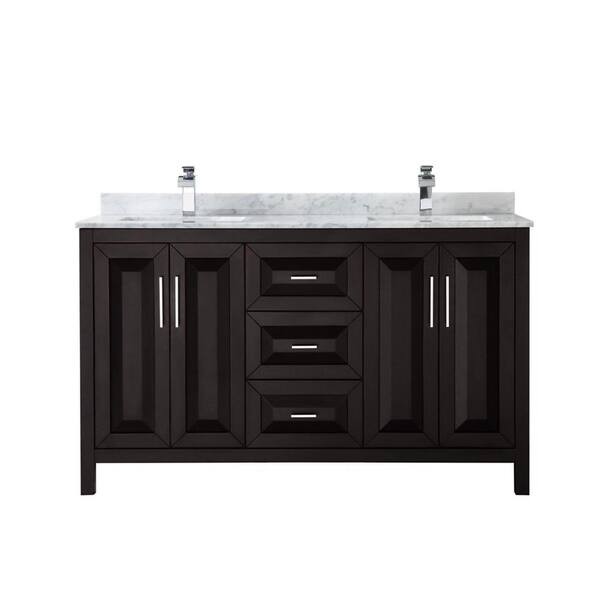 Wyndham Collection Daria 60-in Dark Espresso Single Sink Bathroom Vanity with White Carrara Marble Natural Marble Top