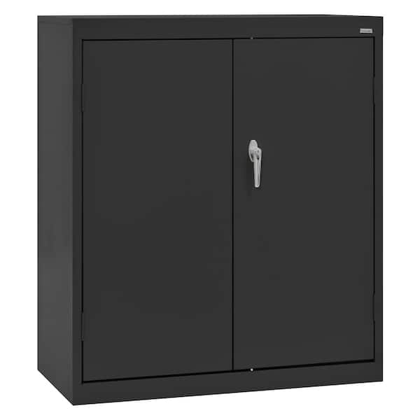 Sandusky Classic Series Steel Counter Height Storage Cabinet with Adjustable Shelves in Black (36 in. H x 36 in. W x 18 in. D)