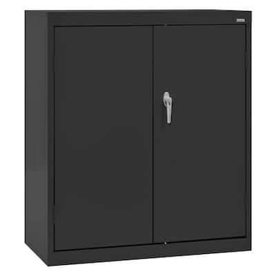 Classic Series 42 in. H x 36 in. W x 18 in. D Steel Counter Height Storage Cabinet with Adjustable Shelves in Black