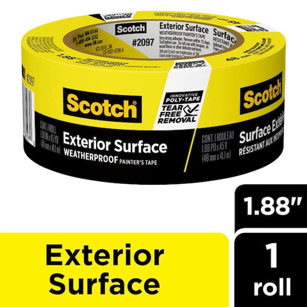 Scotch 1.88 In. x 45 Yds. Exterior Surface Weatherproof Yellow Painter's  Tape (1 Roll) 2097-48CC-XS - The Home Depot