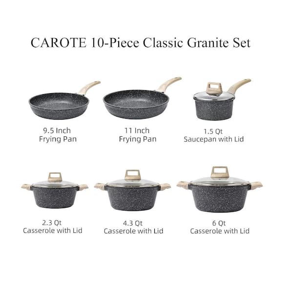 Aoibox 11-Piece Granite Multi-Color Induction Non-Stick Cookware Set with  Detachable Handles SNPH002IN447 - The Home Depot