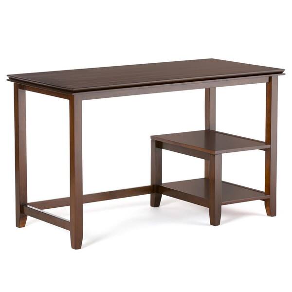 Simpli Home Artisan Solid Wood Contemporary 50 in. Wide Desk in Medium Auburn Brown