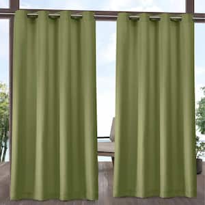 Cabana Kiwi Green Polyester Solid 54 in. W x 120 in. L Grommet Top Indoor Outdoor Light Filtering Curtain (Double Panel)