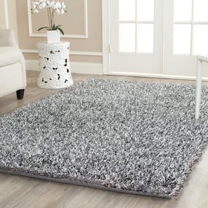 New Orleans Shag Platinum/Ivory 7 ft. x 7 ft. Square Solid Area Rug