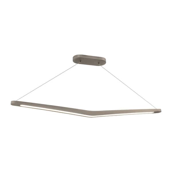 Alleron 46 in. 1-Light Brushed Nickel Integrated LED Pendant Light with Selectable 4CCT 2700K-3000K-3500K-4000K