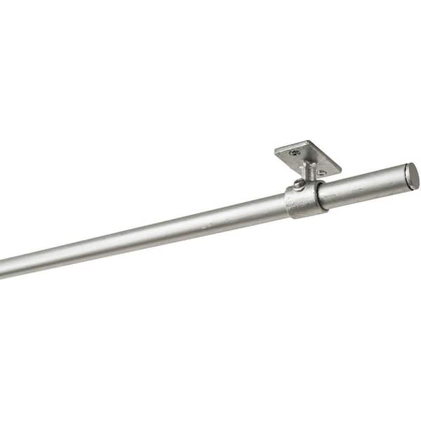 LTL Home Products 95 in. Intensions Single Curtain Rod Kit Galvanized with End Caps and Ceiling Brackets