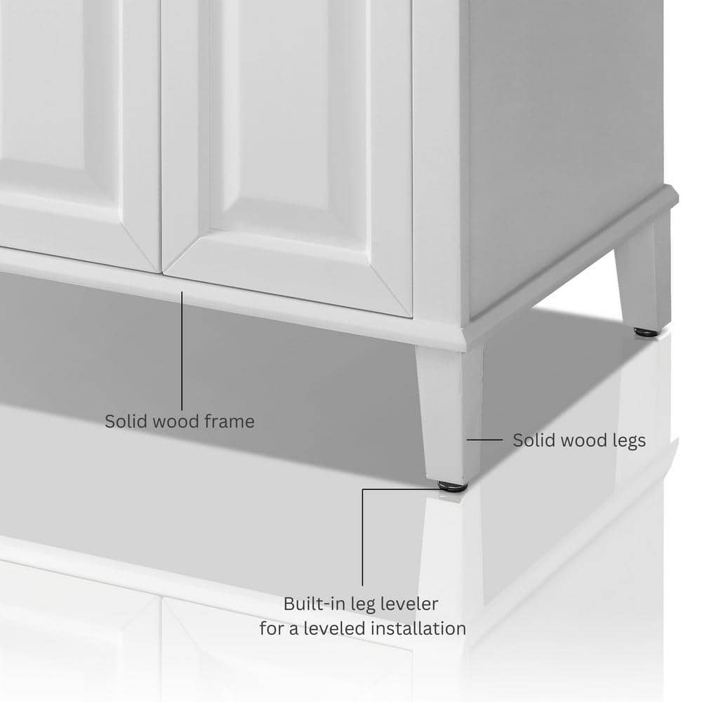 Hannah 48'' White Single Bathroom Vanity with Black Quartz Top