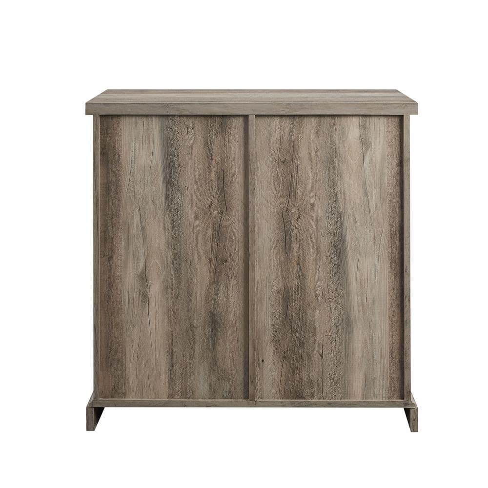 Rustic Farmhouse 32" Grey Wash Buffet with Sliding Barn Door