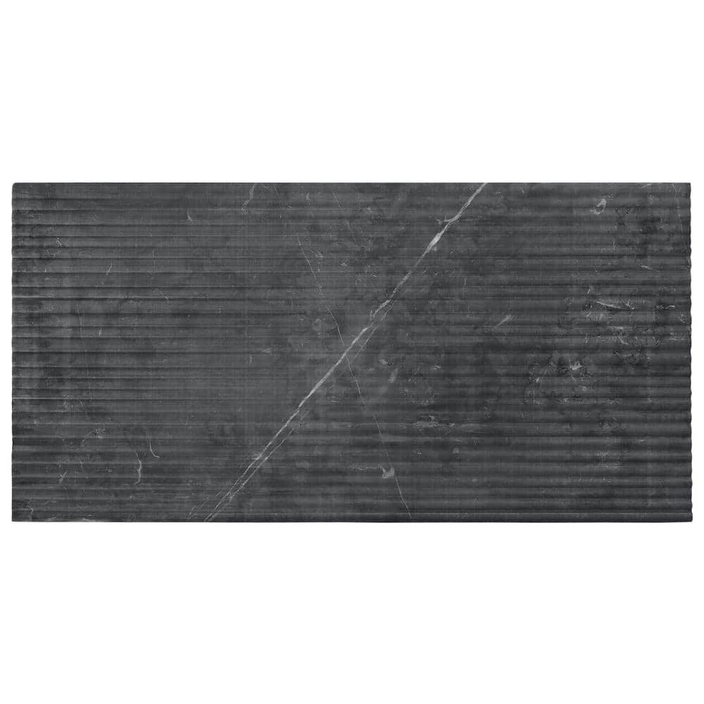 Striada Nero Marquina 4 in. x 0.63 in. Honed Fluted Marble Wall Tile Sample price history on PriceWatchPro