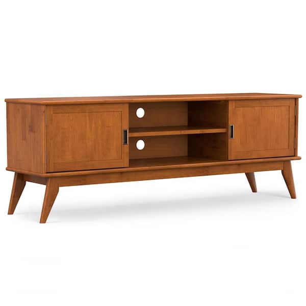 Simpli Home Draper Teak Brown Mid Century 72 in. TV Stand For TVs up to 80 in.