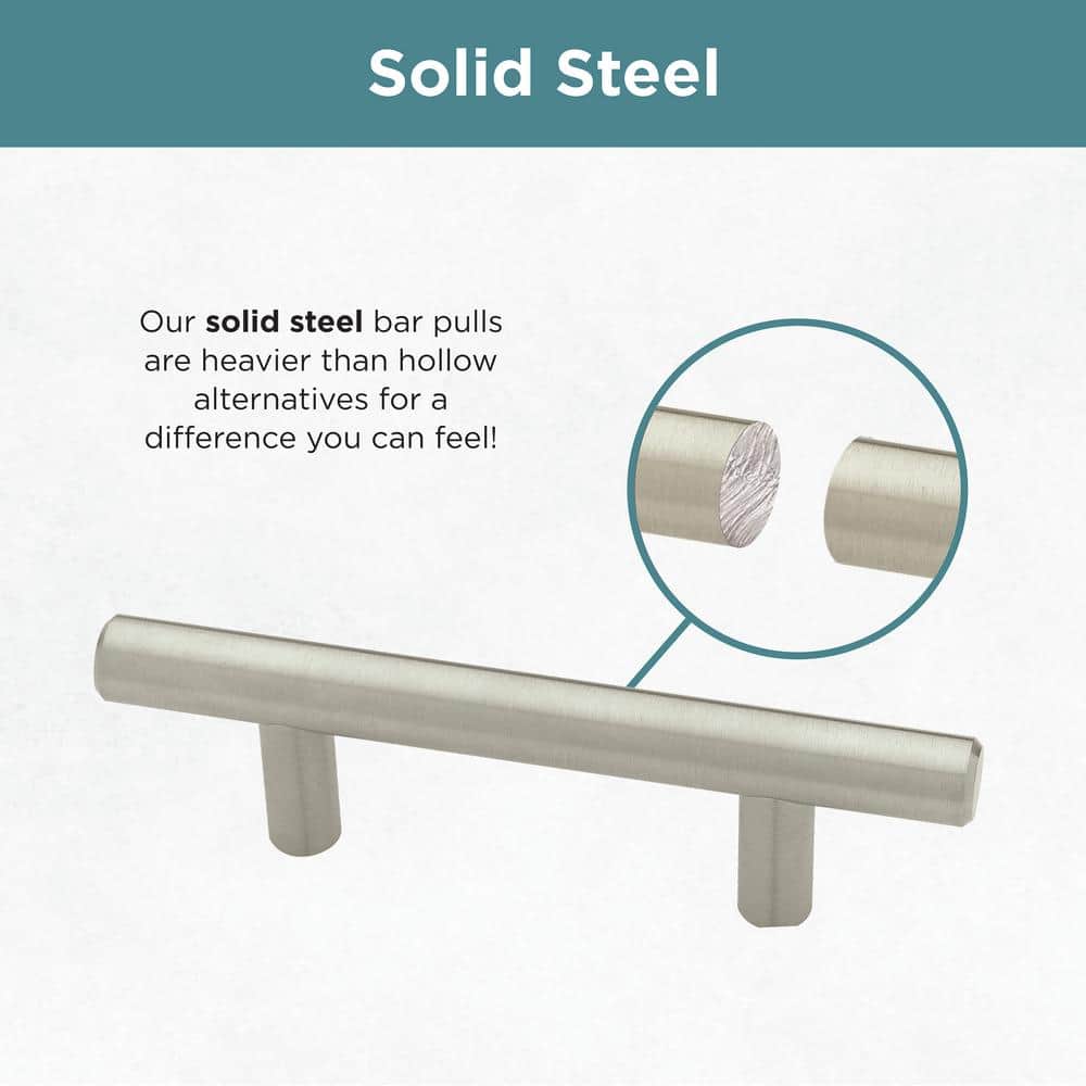 Brushed Steel Modern Bar Pull with Mounting Hardware