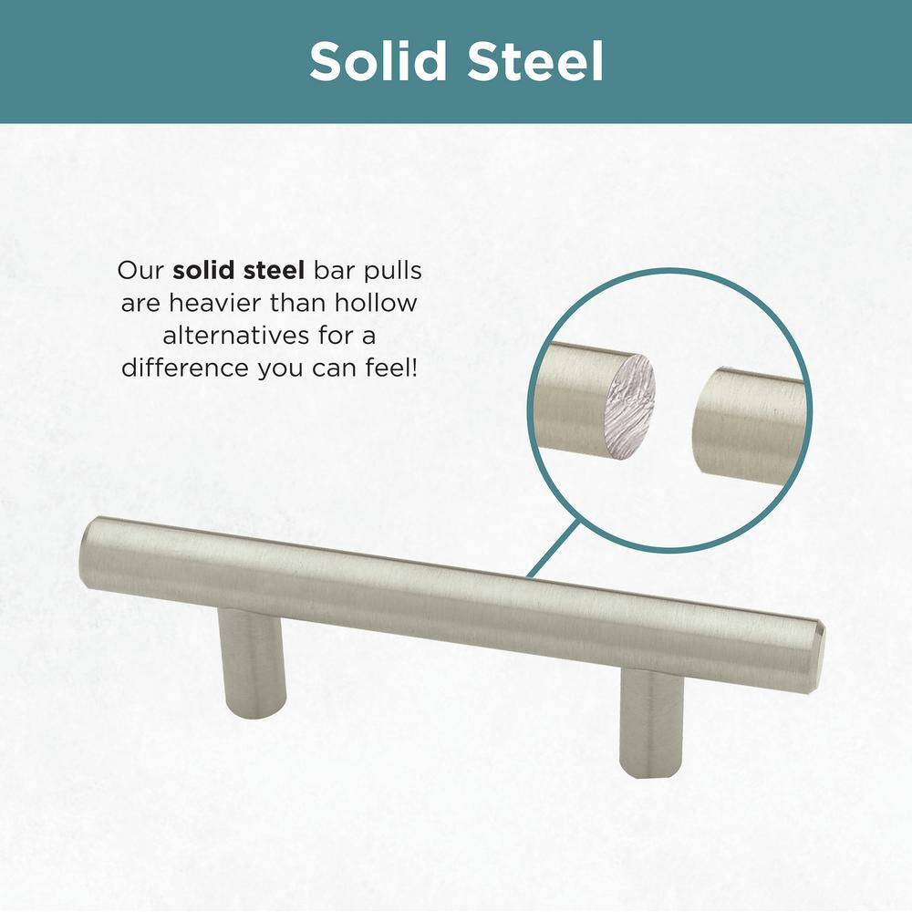 Brushed Steel Modern Cabinet Bar Pull with Mounting Hardware