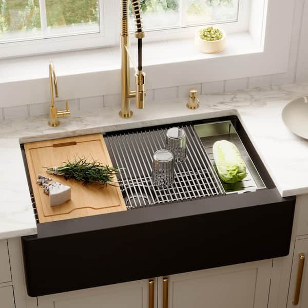 Karran QAWS- 740 Quartz 34 in. Single Bowl Farmhouse Apron Front