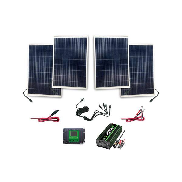 NATURE POWER 400 Watt Complete Solar Power Kit: 4x100 Watt Solar Panels, 750 Watt Power Inverter, 30 Amp Charge Controller