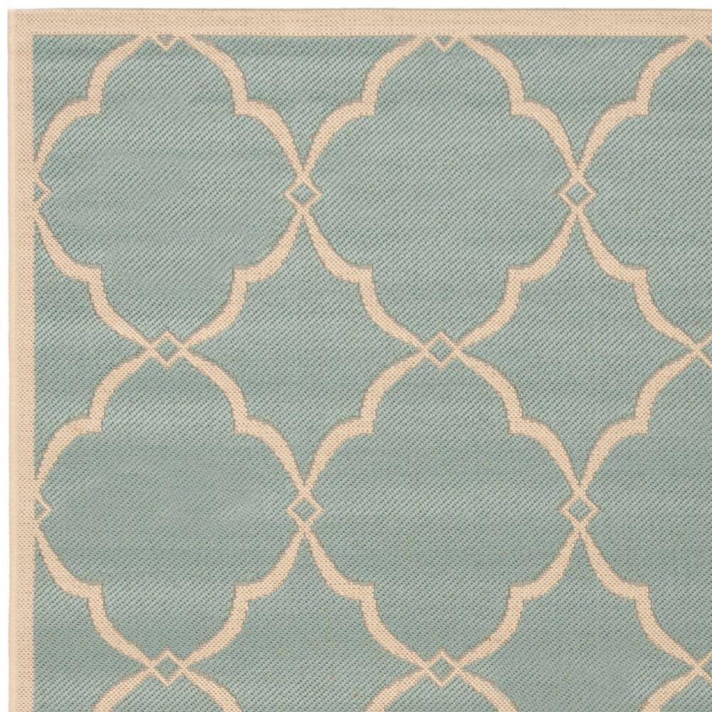Aqua and Cream Geometric Indoor/Outdoor Area Rug