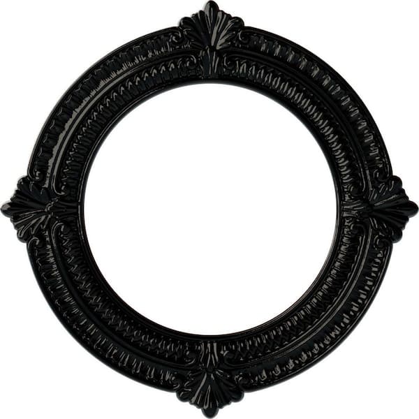 Ekena Millwork 13-1/8 in. x 8 in. I.D. x 5/8 in. Benson Urethane Ceiling Medallion (Fits Canopies upto 8 in.), Black Pearl