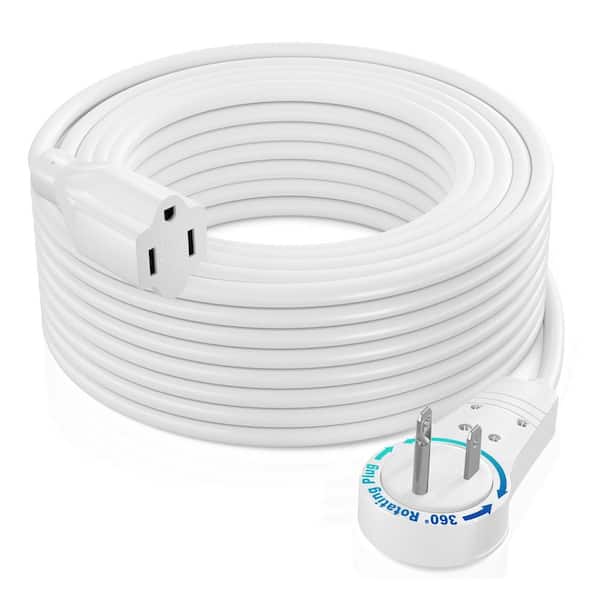 50 ft. 14/3 Medium/Heavy Duty Indoor Extension Cord with 360° Rotating Flat Plug, 15Amps, White