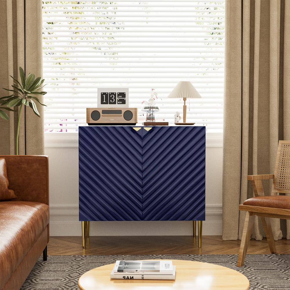 2-Door Blue Locker Accent Storage Cabinet with Tapered Support Legs