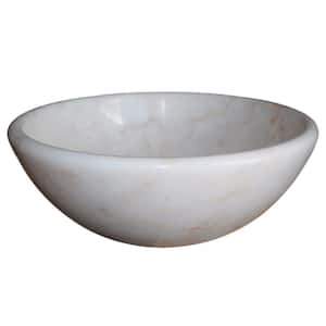 Round Natural Stone Vessel Sink in White Marble
