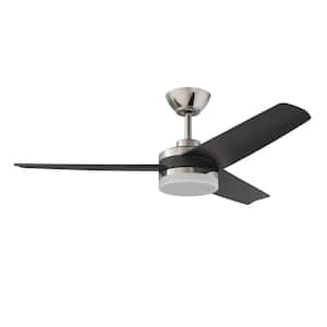 SIROCCO 44 in. Integrated LED Indoor Nickel Ceiling Fan with White Polycarbonate (PC) Plastic Shade