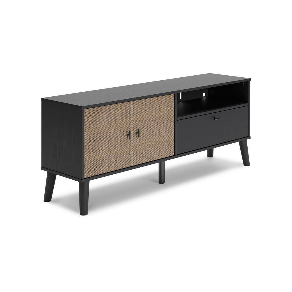 Benjara 59 in. Black and Natural Brown Wood TV Stand Fits TVs up to 60