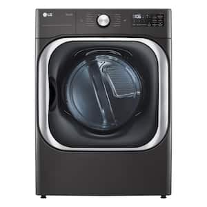 9 cu. ft. Large Capacity Vented Smart Stackable Electric Dryer with Sensor Dry, TurboSteam, Extra Cycles in Black Steel