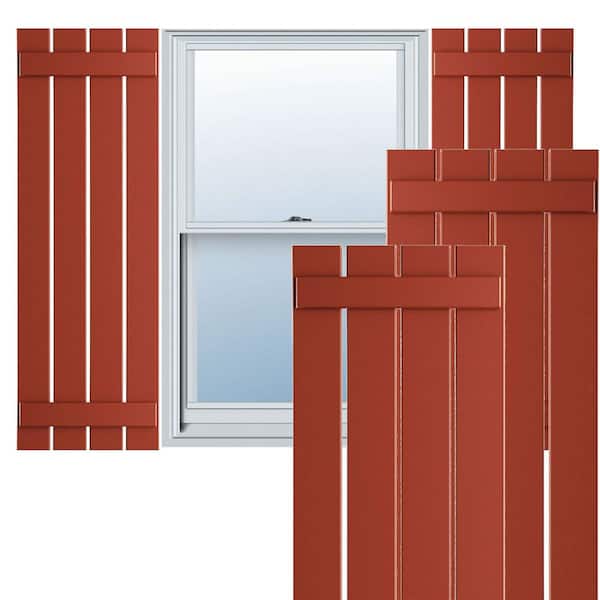 Ekena Millwork True Fit PVC 23 in. W x 69 in. H Vinyl Board and Batten Shutters Pair in Colorful Leaves