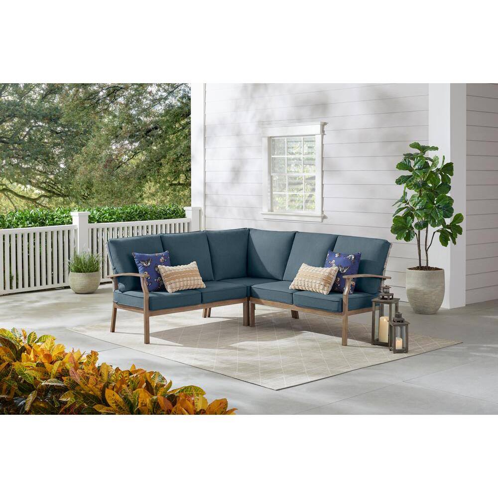 Hampton Bay Beachside Rope Look Wicker Outdoor Patio Sectional Sofa