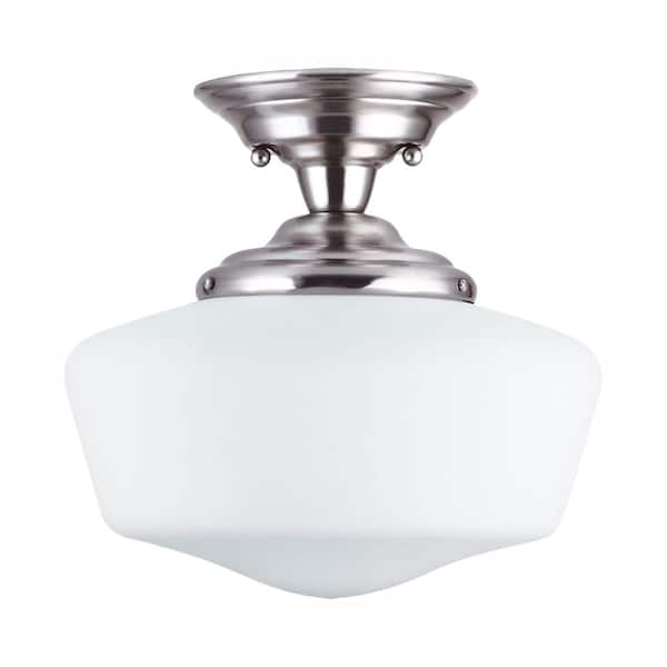 Generation Lighting Academy 1-Light Brushed Nickel Semi-Flush Mount with LED Bulb